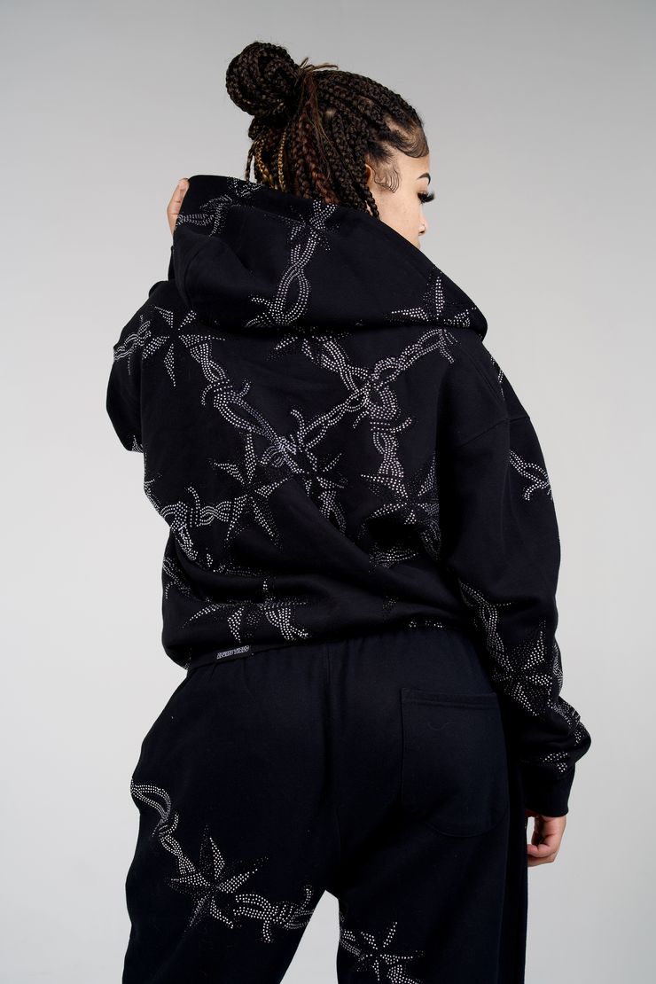 Barbwire Rhinestone Zip
