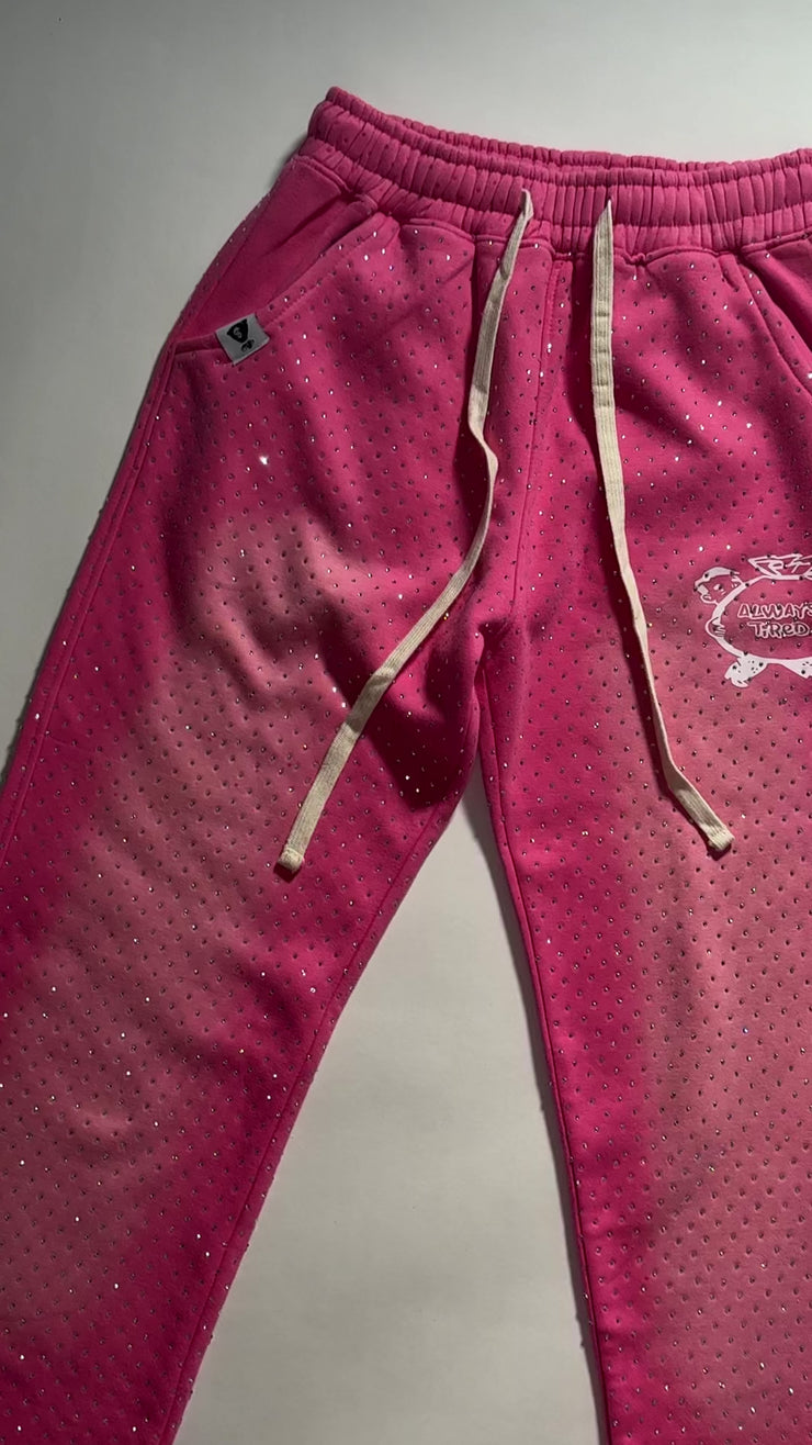 Pink Rhinestone Baggy Sweats
