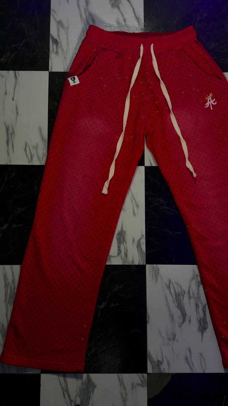 Red Rhinestone Baggy Sweats