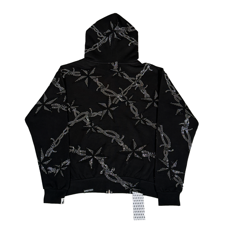 Barbwire Rhinestone Zip