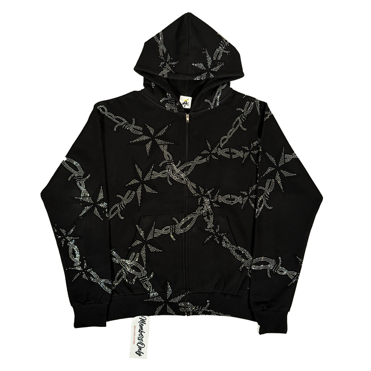 Barbwire Rhinestone Zip